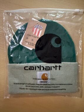 Carhartt Teal Green & Light Gray Knit Beanie
